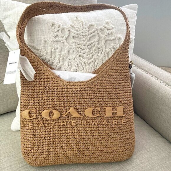 Coach Brooklyn 28 Woven Shoulder Bag Woven Hobo Bag - Picture 1 of 5